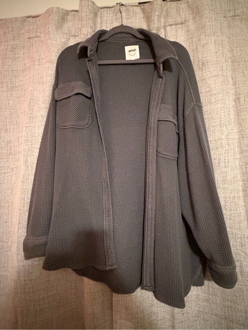aerie Dark Gray Waffle-Knit Utility Jacket